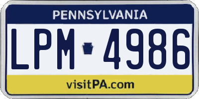 PA license plate LPM4986