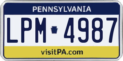 PA license plate LPM4987