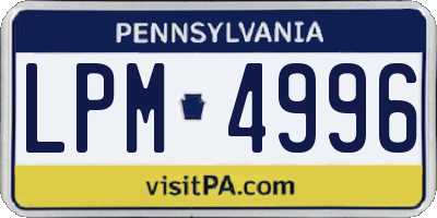 PA license plate LPM4996