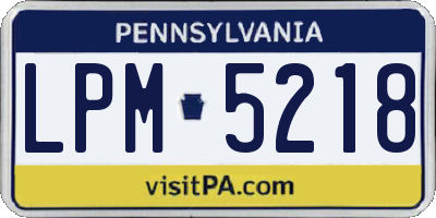 PA license plate LPM5218