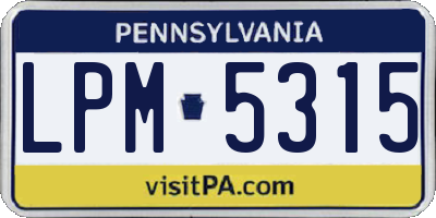 PA license plate LPM5315