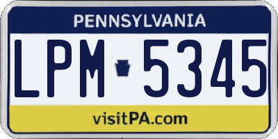PA license plate LPM5345