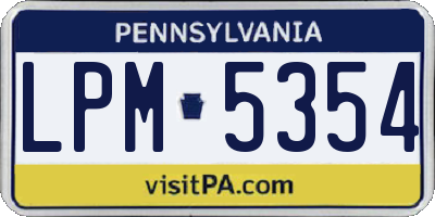PA license plate LPM5354