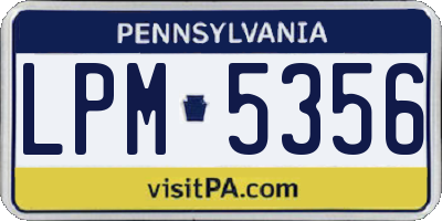 PA license plate LPM5356