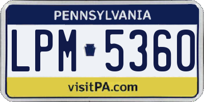 PA license plate LPM5360