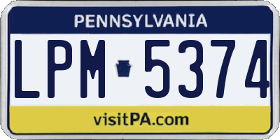 PA license plate LPM5374