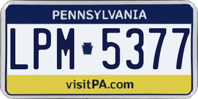 PA license plate LPM5377