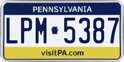 PA license plate LPM5387