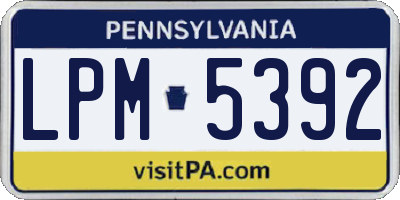 PA license plate LPM5392