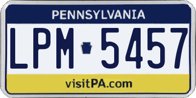 PA license plate LPM5457