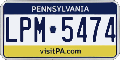 PA license plate LPM5474
