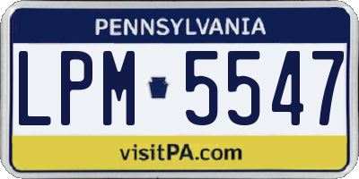 PA license plate LPM5547