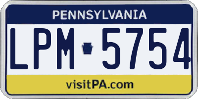 PA license plate LPM5754
