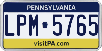 PA license plate LPM5765