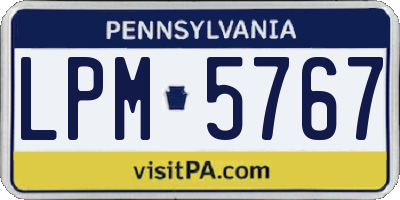 PA license plate LPM5767