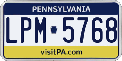 PA license plate LPM5768