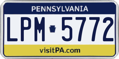 PA license plate LPM5772