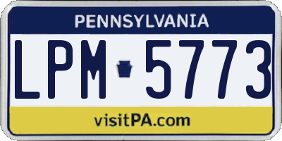 PA license plate LPM5773