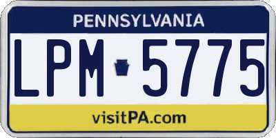 PA license plate LPM5775