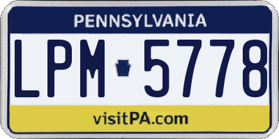 PA license plate LPM5778
