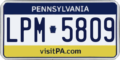 PA license plate LPM5809