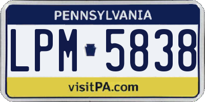 PA license plate LPM5838