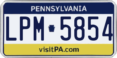 PA license plate LPM5854