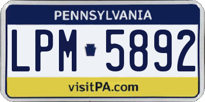 PA license plate LPM5892
