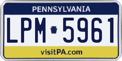PA license plate LPM5961