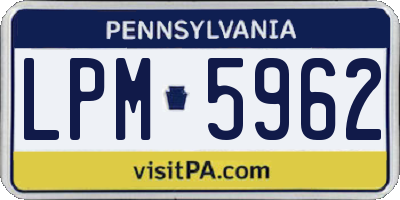 PA license plate LPM5962