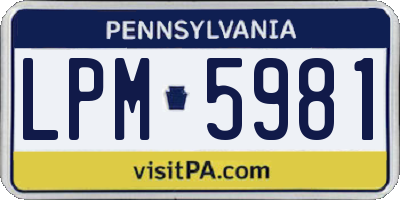PA license plate LPM5981
