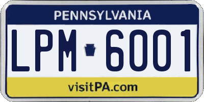 PA license plate LPM6001