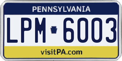 PA license plate LPM6003