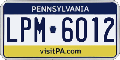PA license plate LPM6012