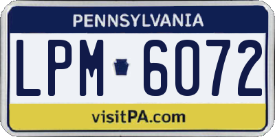 PA license plate LPM6072