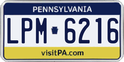 PA license plate LPM6216