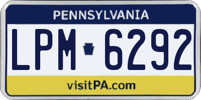 PA license plate LPM6292