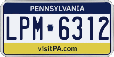 PA license plate LPM6312