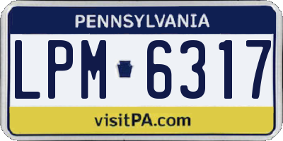 PA license plate LPM6317