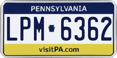 PA license plate LPM6362