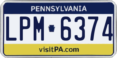 PA license plate LPM6374