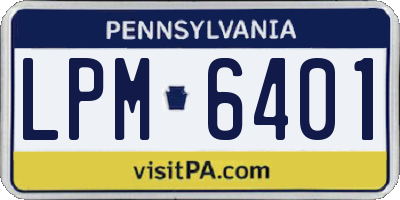 PA license plate LPM6401