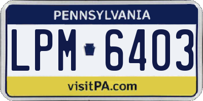 PA license plate LPM6403