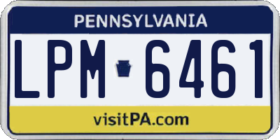 PA license plate LPM6461