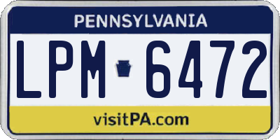 PA license plate LPM6472