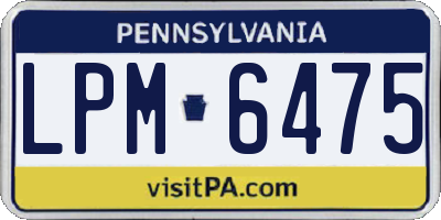 PA license plate LPM6475