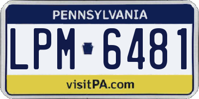 PA license plate LPM6481
