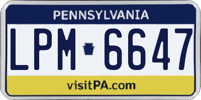 PA license plate LPM6647
