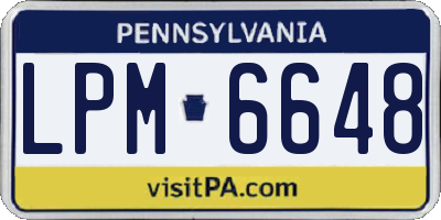 PA license plate LPM6648