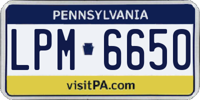 PA license plate LPM6650